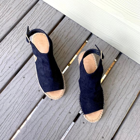 GAP Suede Black Boho Espadrille Wedge Size 6 - Picture 3 of 7